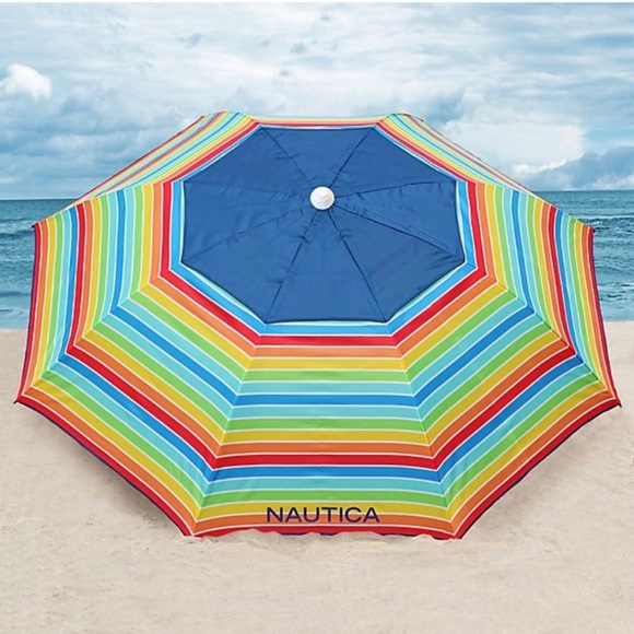 Nautica Beach Umbrella rainbow 7 feet of coverage - Picture 1 of 5